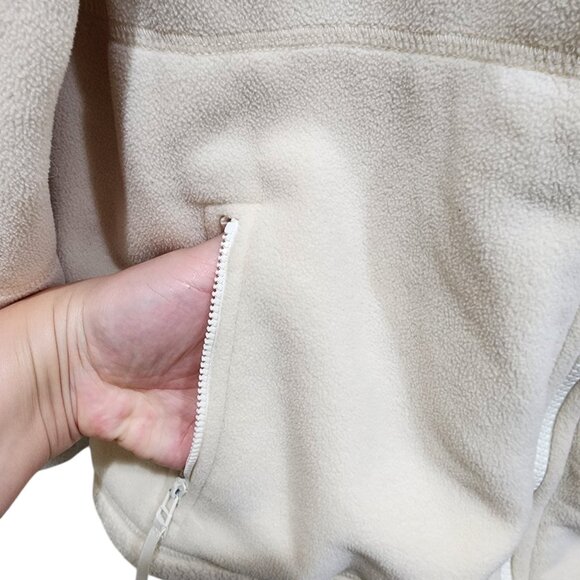 Lauren Ralph Lauren Womens Size L Full Zip Fleece Jacket Sweatshirt Ivory - Picture 3 of 14